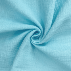 Ткань Муслин Жатый, цвет Небесно-голубой (на отрез)  в Новоалтайске